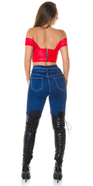 Faux Leather Corset-Top Red